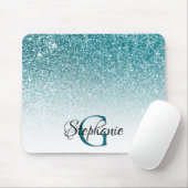 Tapis De Souris Bokeh Parties scintillant Turquoise Blanc Ombre Mo (Avec souris)