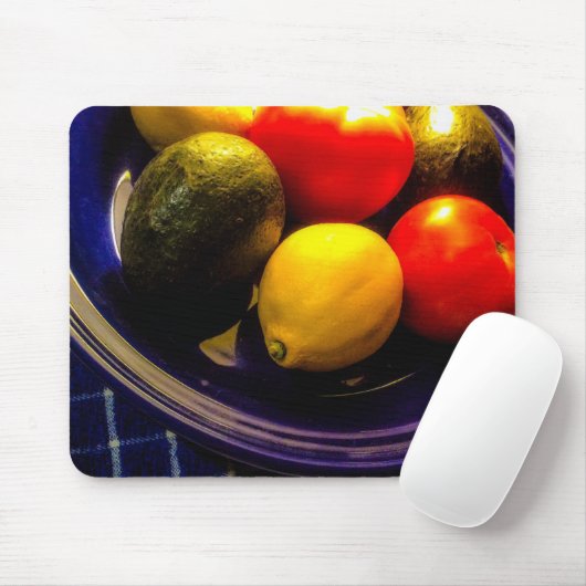 Tapis De Souris Bol bleu de Mousepad de fruits (Avec souris)