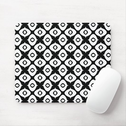Tapis De Souris Bold Black and White Symmetrical Arabesque Pattern (Avec souris)