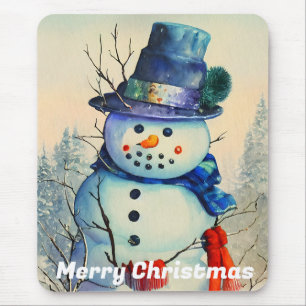 Tapis de souris bonhomme de neige aquarelle