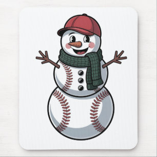 Tapis De Souris Bonhomme de neige Baseball Noël Santa Baseball Spo