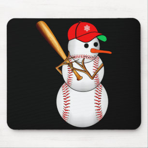 Tapis De Souris Bonhomme de neige de baseball Noël Xmas Hommes Fem