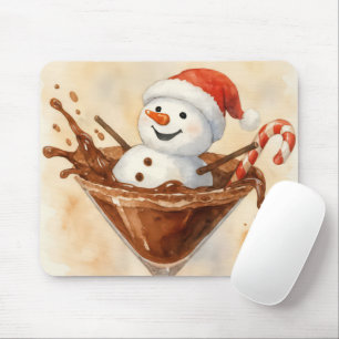 Tapis De Souris Bonhomme de neige de Noël dans un Martini au Choco