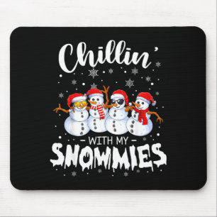 Tapis De Souris Bonhomme de neige drôle de Noël se détendant avec