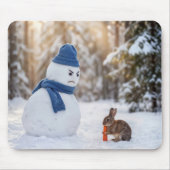 Tapis De Souris Bonhomme de neige fronçant les sourcils devant un  (Devant)