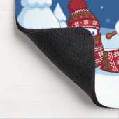 Tapis De Souris Bonhomme de neige tricotant une écharpe de Noël (Coin)