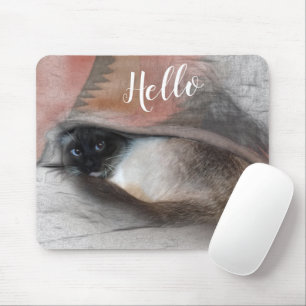 Tapis De Souris Bonjour adorable Peeking Bleu Eyed Siamese Kitten