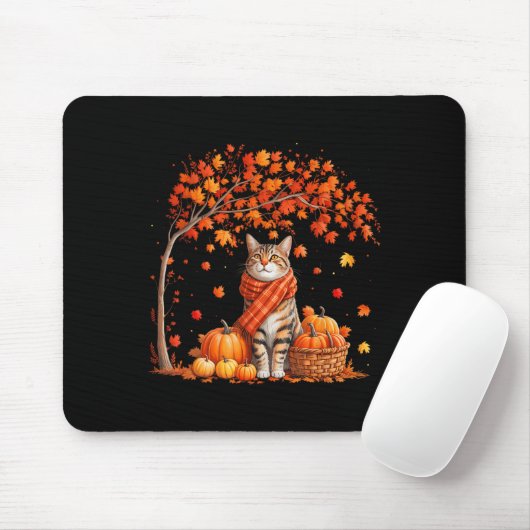 Tapis De Souris Bonjour Automne Chat Automne Leaf Kitten Lover Tha (Avec souris)