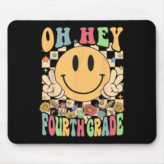 Tapis De Souris Bonjour Enseignants de 4e année Étudiante de 4e an (Devant)