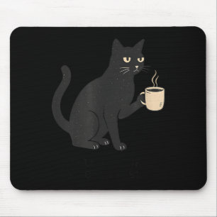 Tapis De Souris Bonjour obscurité, vieil ami, chat et café Hallowe