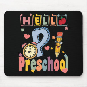 Tapis De Souris Bonjour Préscolaire Rétro Enseignant Enfants Fille