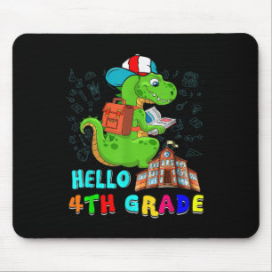 Tapis De Souris Bonjour T-rex de 4e année portant un cartable en t