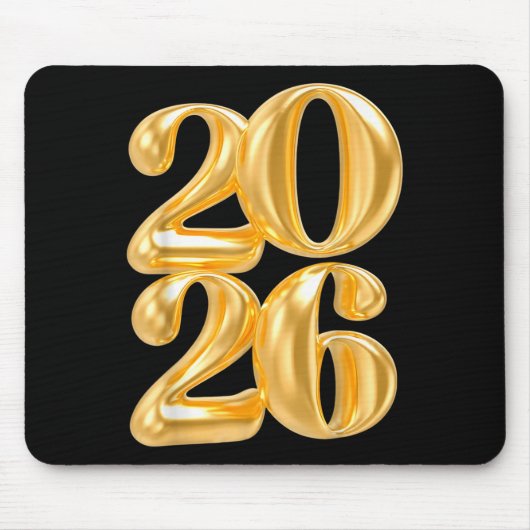 Tapis De Souris Bonne année 2026 Gold Confetti Balloon Party Fa (Devant)