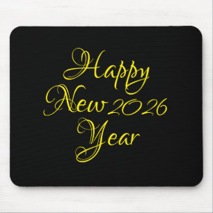 Tapis De Souris Bonne année 2026 Script noir et jaune