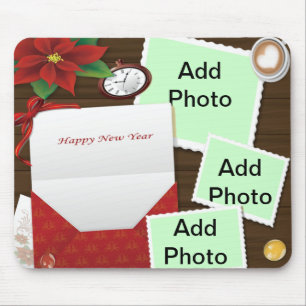 Tapis De Souris Bonne année avec Holly Ajouter Photos Pad Souris