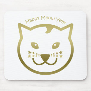 Tapis De Souris Bonne année Meow - Couleur arrière - plan personna