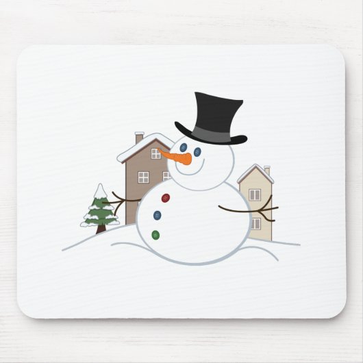 Tapis De Souris Bonne illustration de Noël Snowman (Devant)