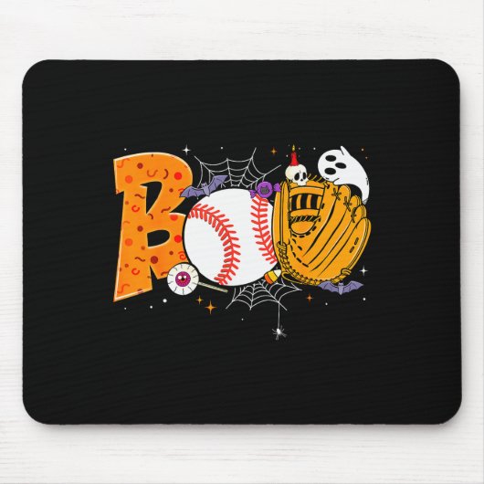 Tapis De Souris Boo Baseball Player Catcher Tcher Funny Halloween (Devant)