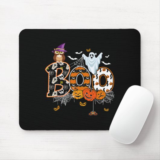 Tapis De Souris Boo Chouette Déplaisante Citrouille Ghost Funny Ha (Avec souris)