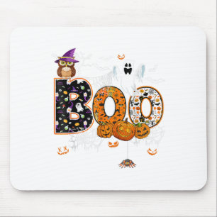 Tapis De Souris Boo Déplaisant Owl Citrouille Ghost Halloween Homm