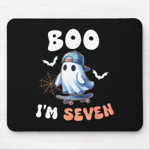 Tapis De Souris Boo I'm Seven Ghost Skateboard 7th Birthday Hallow