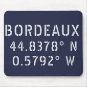 Tapis De Souris Bordeaux Latitude Longitude (Devant)