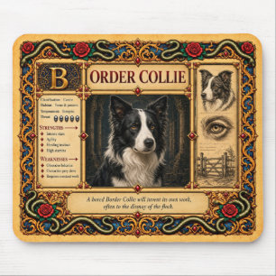 Tapis De Souris Border Collie, Art du Bestiaire Médiéval