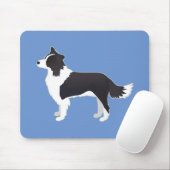 Tapis De Souris Border Collie Black Dog Breed Side View Silhouette (Avec souris)