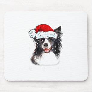 Tapis De Souris Border Collie Chien Père Noël Lumières de Noël Noë