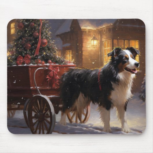 Tapis De Souris Border Collie Noël Saison Festive (Devant)