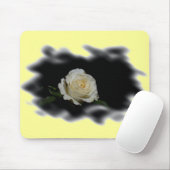 Tapis De Souris Bords brûlés à la rose blanche (Avec souris)