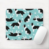 Tapis De Souris Bordure Collie et Empreinte de patte (Avec souris)