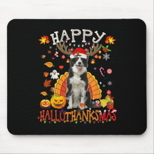 Tapis De Souris Bordure Collie Halloween Chien de Noël Happy Hallo