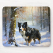 Tapis De Souris Bordure Collie Laisser neiger Noël (Devant)