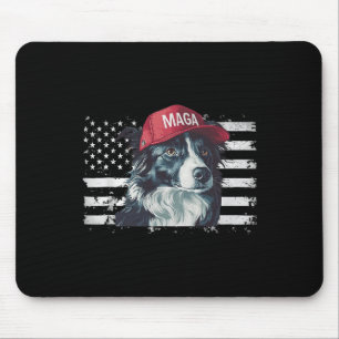 Tapis De Souris Bordure Collie portant des chiens de drapeau améri