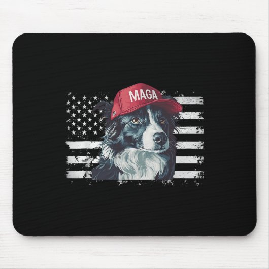 Tapis De Souris Bordure Collie portant des chiens de drapeau améri (Devant)