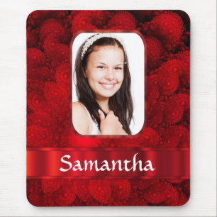 Tapis De Souris Bordure de photo fractale rouge