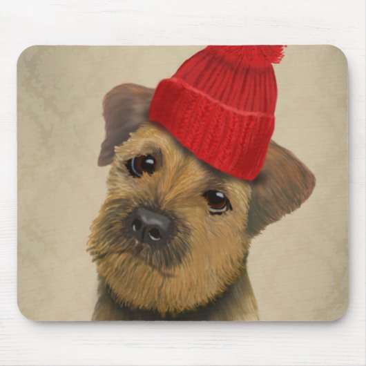 Tapis De Souris Bordure Terrier avec Casquette roux (Devant)