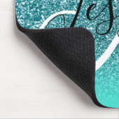 Tapis De Souris Bordure Turquoise Ombrée Glitter Monogramme Sarcel (Coin)