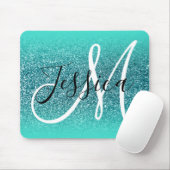 Tapis De Souris Bordure Turquoise Ombrée Glitter Monogramme Sarcel (Avec souris)