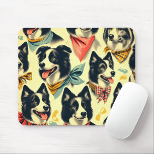 Tapis De Souris Bordure vintage Collie sans fil