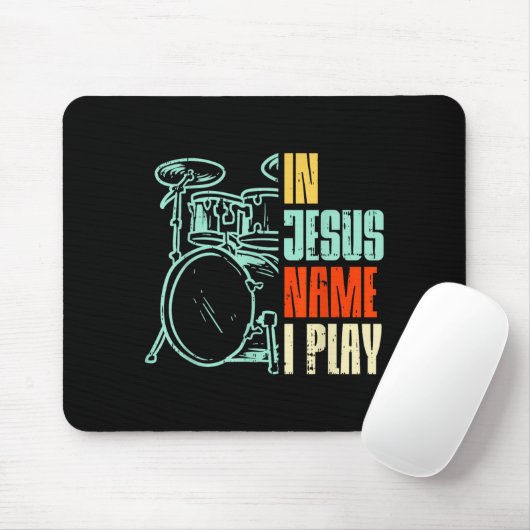 Tapis De Souris Boredkoalas Jesus Name I Play Drums - Men, Boys - (Avec souris)