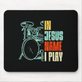 Tapis De Souris Boredkoalas Jesus Name I Play Drums - Men, Boys - (Devant)