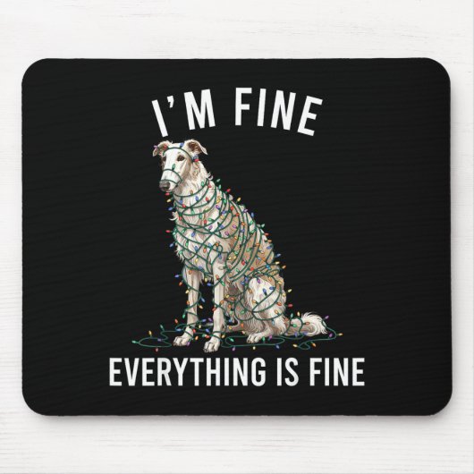 Tapis De Souris Borzoi Christmas I'm Fine Everything Is Fine (Devant)