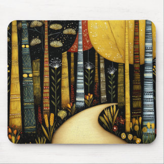 TAPIS DE SOURIS BOSQUET DU CHEMIN DORÉ FÔRET WHIMSICALE ART #1