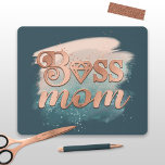 Tapis De Souris Boss Mom Tendance Cuivre Turquoise Aquarelle Typog<br><div class="desc">Boss Maman Trendy Copper Teal Watercolor Typografy Quote with watercolor paint brush strokes background and faux glitter foil text. Makes a parfaite venin pour maman on mother's day, birthdays, or holidays, or for new moms and mto be, or work from home and self made moms ! In pretty dark teal,...</div>