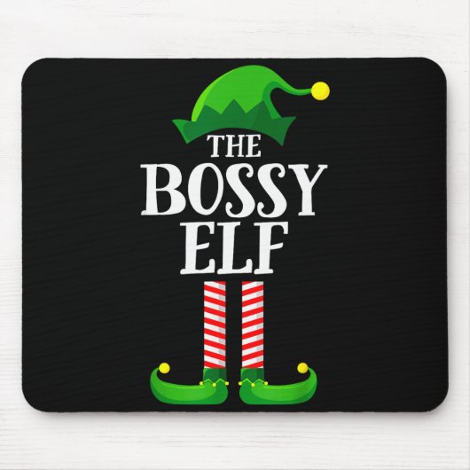 Tapis De Souris Bossy Elf Matching Family Group Christmas Party Py (Devant)