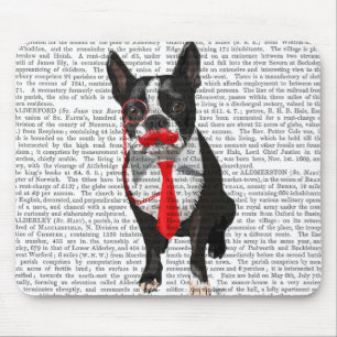 Tapis De Souris Boston Terrier avec la cravate et la moustache