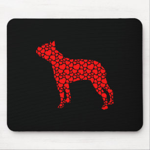 Tapis De Souris Boston Terrier Chien Cute Silhouette Coeur Valenti