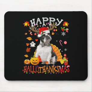 Tapis De Souris Boston Terrier Halloween Chien de Noël Happy Hallo
